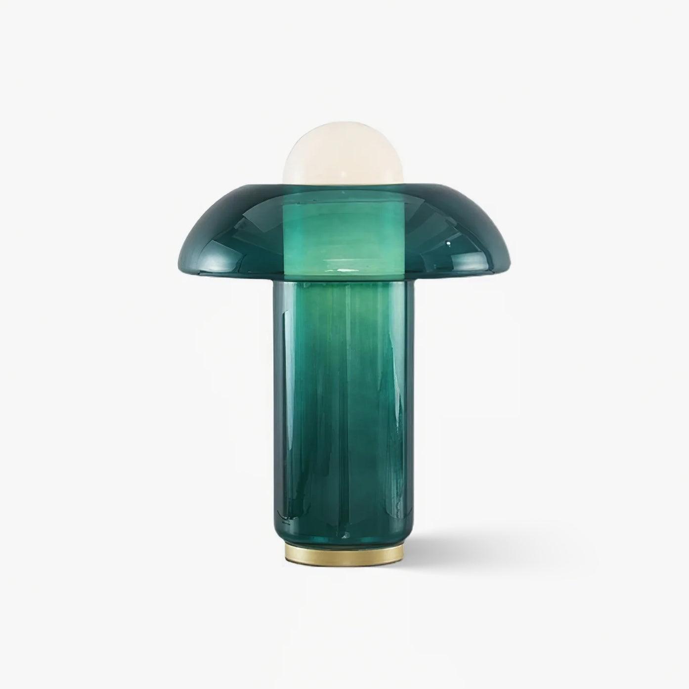 Green Glass Mushroom Table Lamp Mid Century Modern Bedside Nightstand Lighting for Living Room
