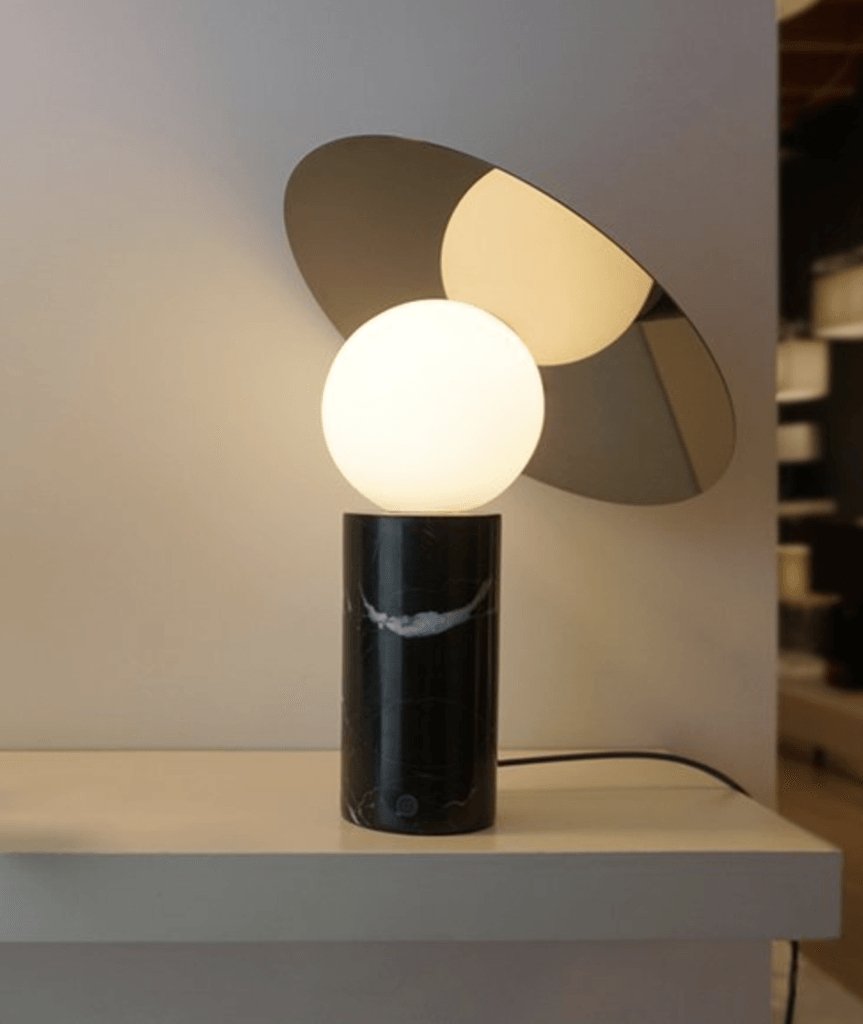 Bola Disc Modern Marble Table Lamp with Adjustable Stainless Steel Shade