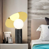 Bola Disc Modern Marble Table Lamp with Adjustable Stainless Steel Shade