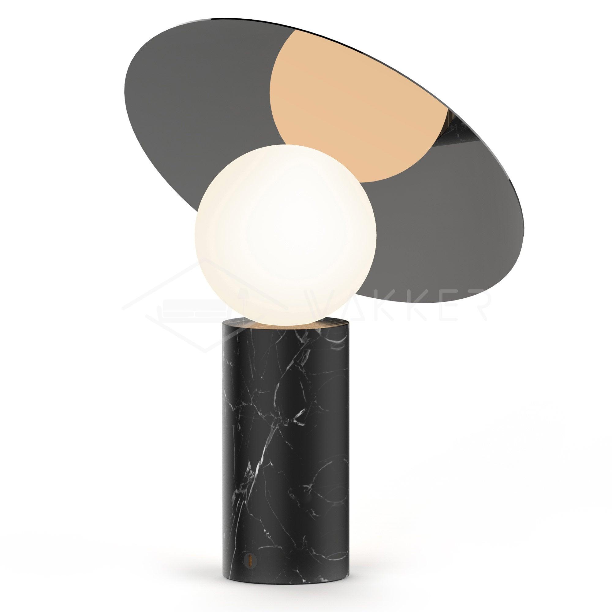 Bola Disc Modern Marble Table Lamp with Adjustable Stainless Steel Shade