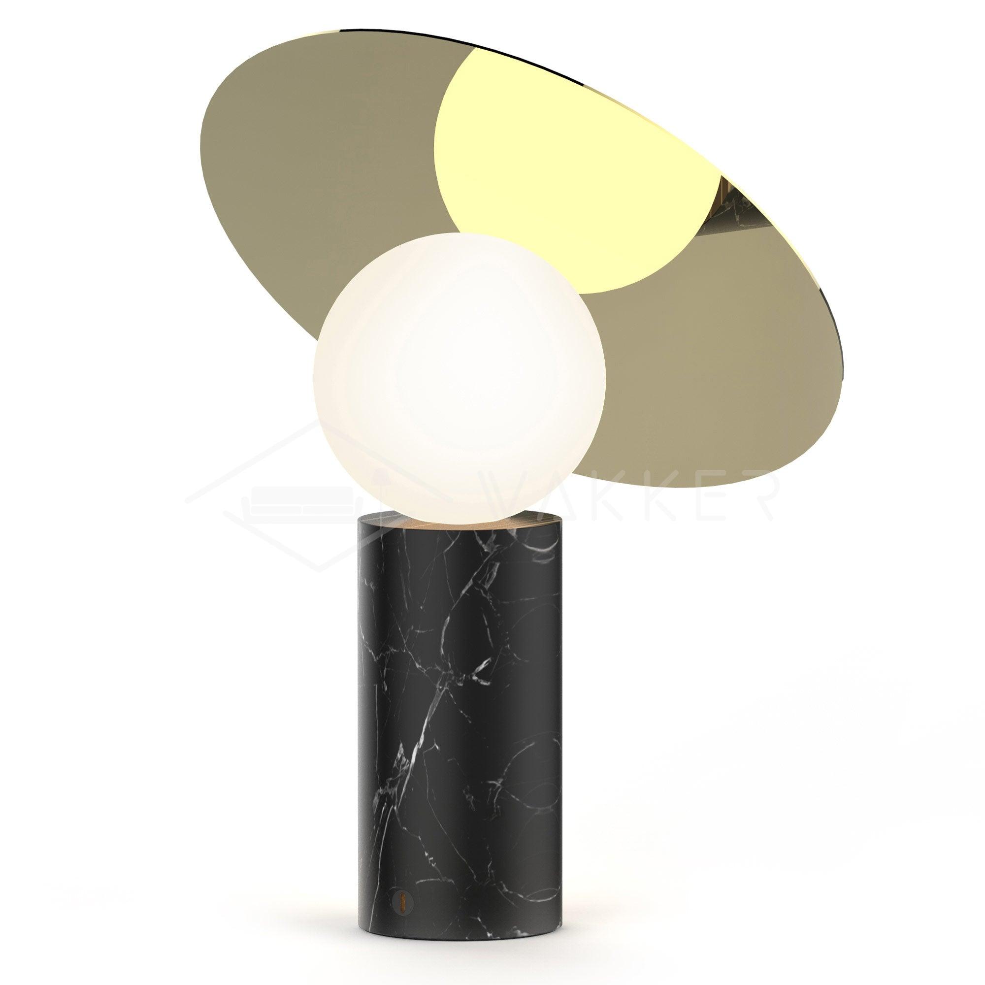 Bola Disc Modern Marble Table Lamp with Adjustable Stainless Steel Shade
