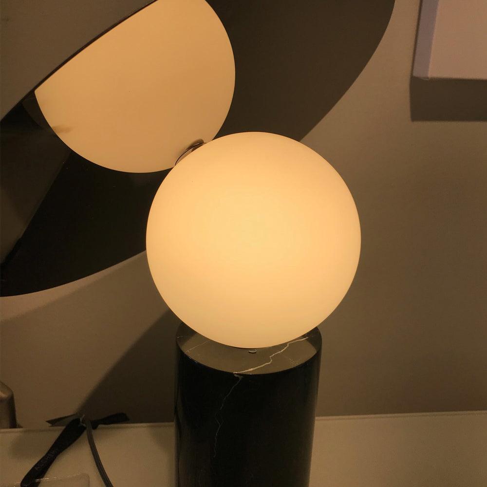 Bola Disc Modern Marble Table Lamp with Adjustable Stainless Steel Shade