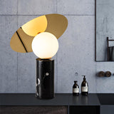 Bola Disc Modern Marble Table Lamp with Adjustable Stainless Steel Shade