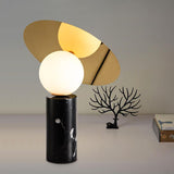 Bola Disc Modern Marble Table Lamp with Adjustable Stainless Steel Shade