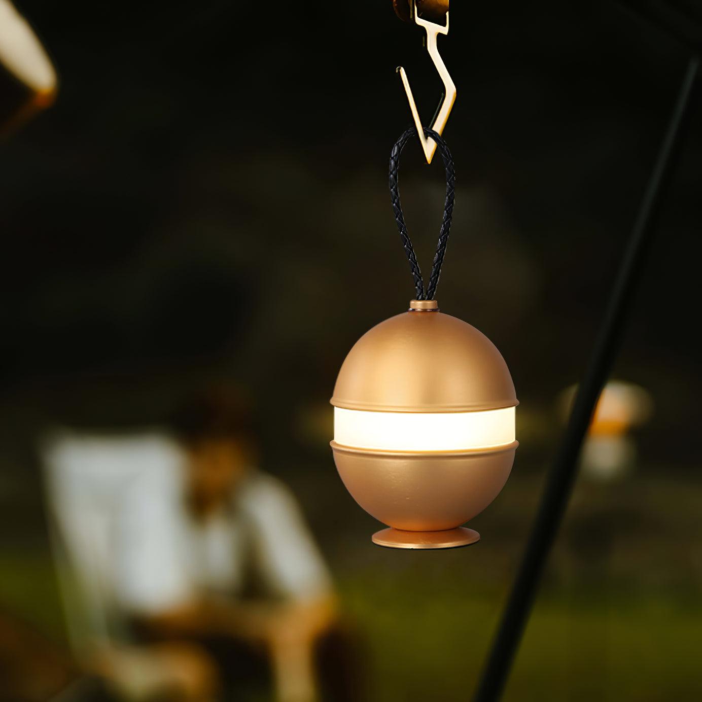 Modern Rechargeable LED Sphere Table Lamp with Portable Leather Cord Handle