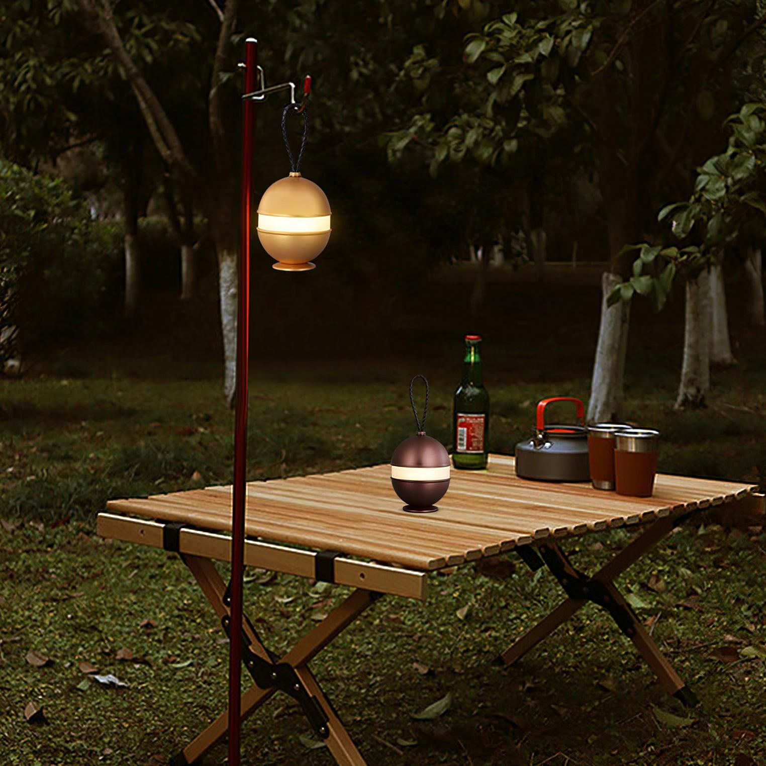 Modern Rechargeable LED Sphere Table Lamp with Portable Leather Cord Handle