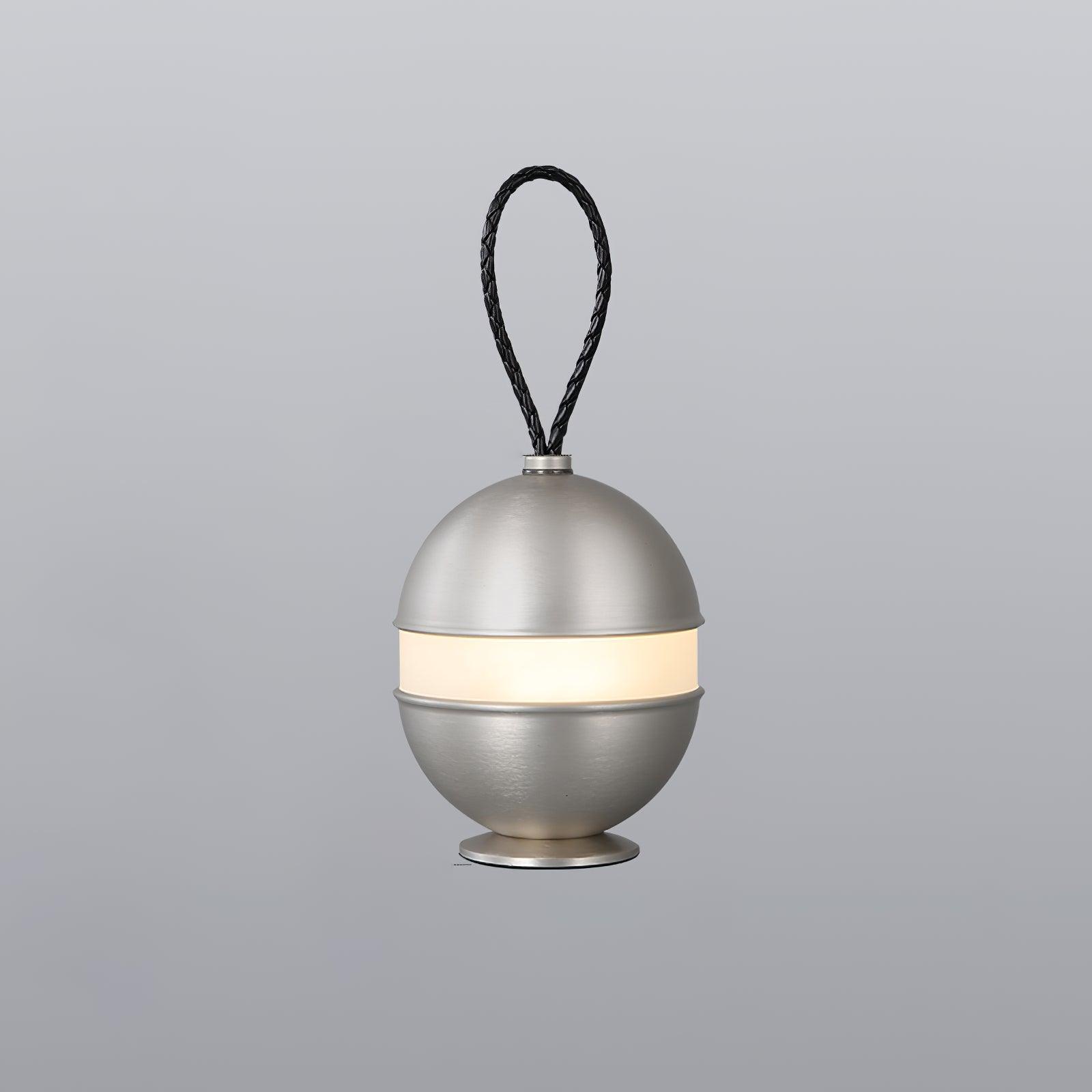 Modern Rechargeable LED Sphere Table Lamp with Portable Leather Cord Handle