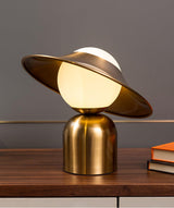Modern Bonbon Disc Gold Side Table Lamp with Geometric Adjustable Shade for Desk and Nightstand