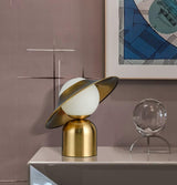 Modern Bonbon Disc Gold Side Table Lamp with Geometric Adjustable Shade for Desk and Nightstand