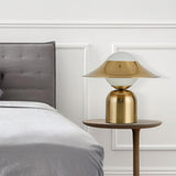 Modern Bonbon Disc Gold Side Table Lamp with Geometric Adjustable Shade for Desk and Nightstand