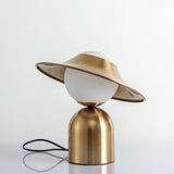 Modern Bonbon Disc Gold Side Table Lamp with Geometric Adjustable Shade for Desk and Nightstand