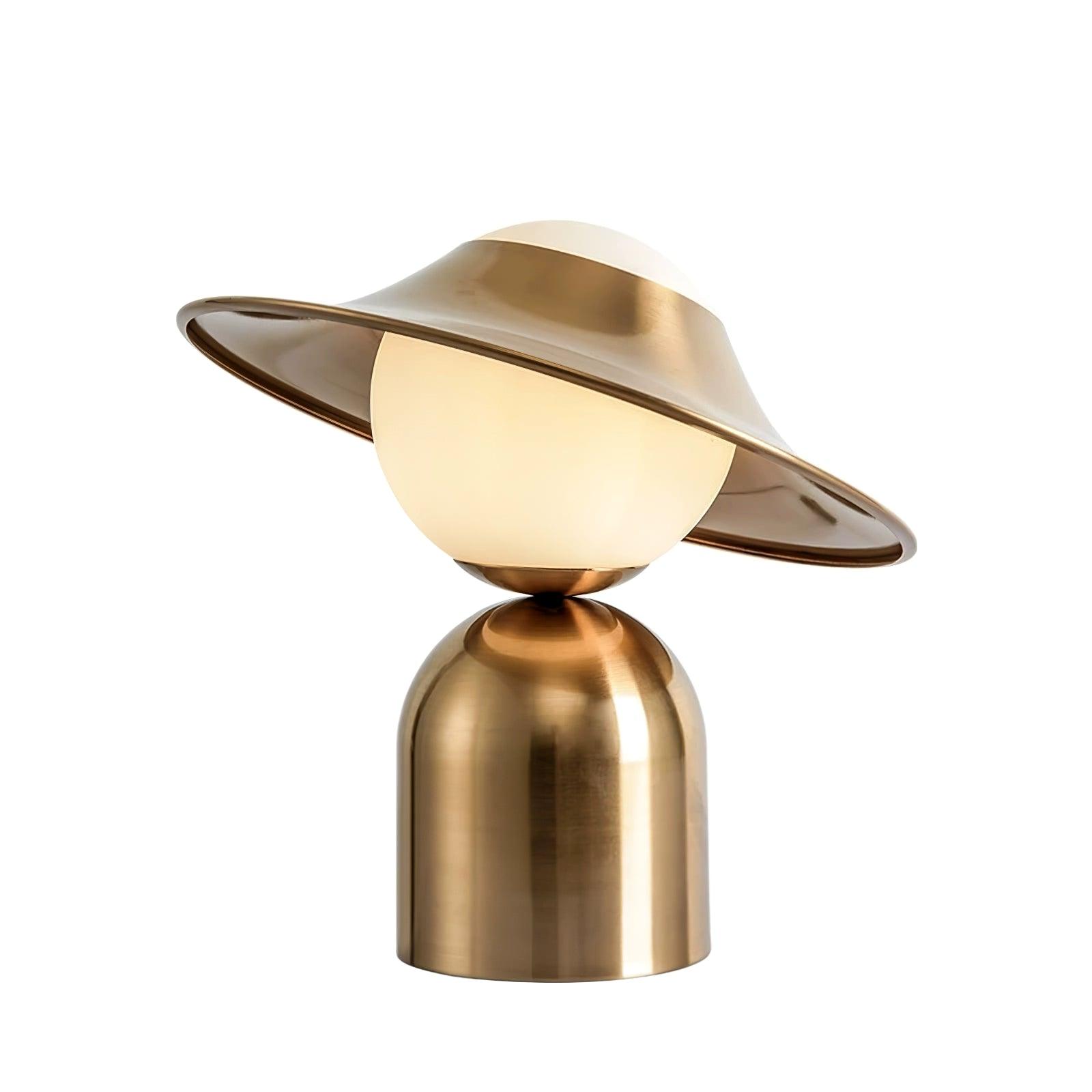 Modern Bonbon Disc Gold Side Table Lamp with Geometric Adjustable Shade for Desk and Nightstand