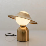 Modern Bonbon Disc Gold Side Table Lamp with Geometric Adjustable Shade for Desk and Nightstand