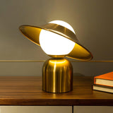 Modern Bonbon Disc Gold Side Table Lamp with Geometric Adjustable Shade for Desk and Nightstand