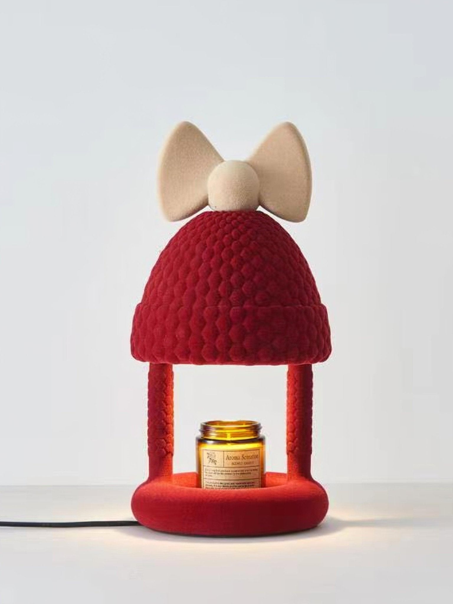 Bow Tie Hat Flocking Resin Table Lamp with Wax Melting Function and Reading Light