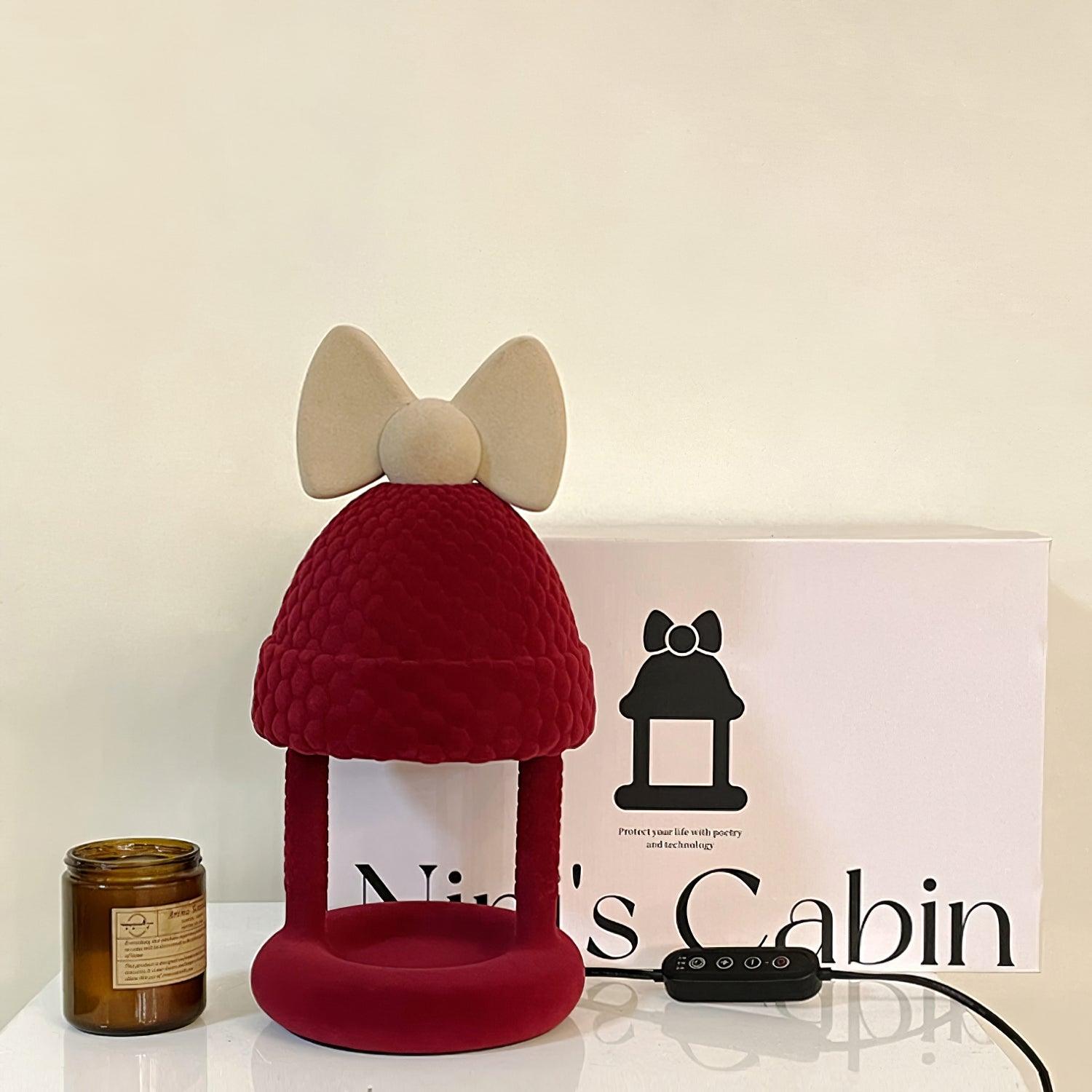Bow Tie Hat Flocking Resin Table Lamp with Wax Melting Function and Reading Light