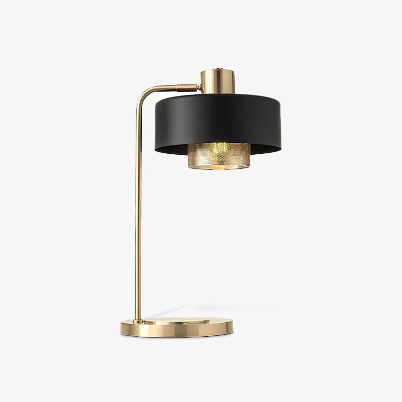 Bradbury Industrial Metal Table Lamp with Perforated Copper Inner Shade and Adjustable Black Finish