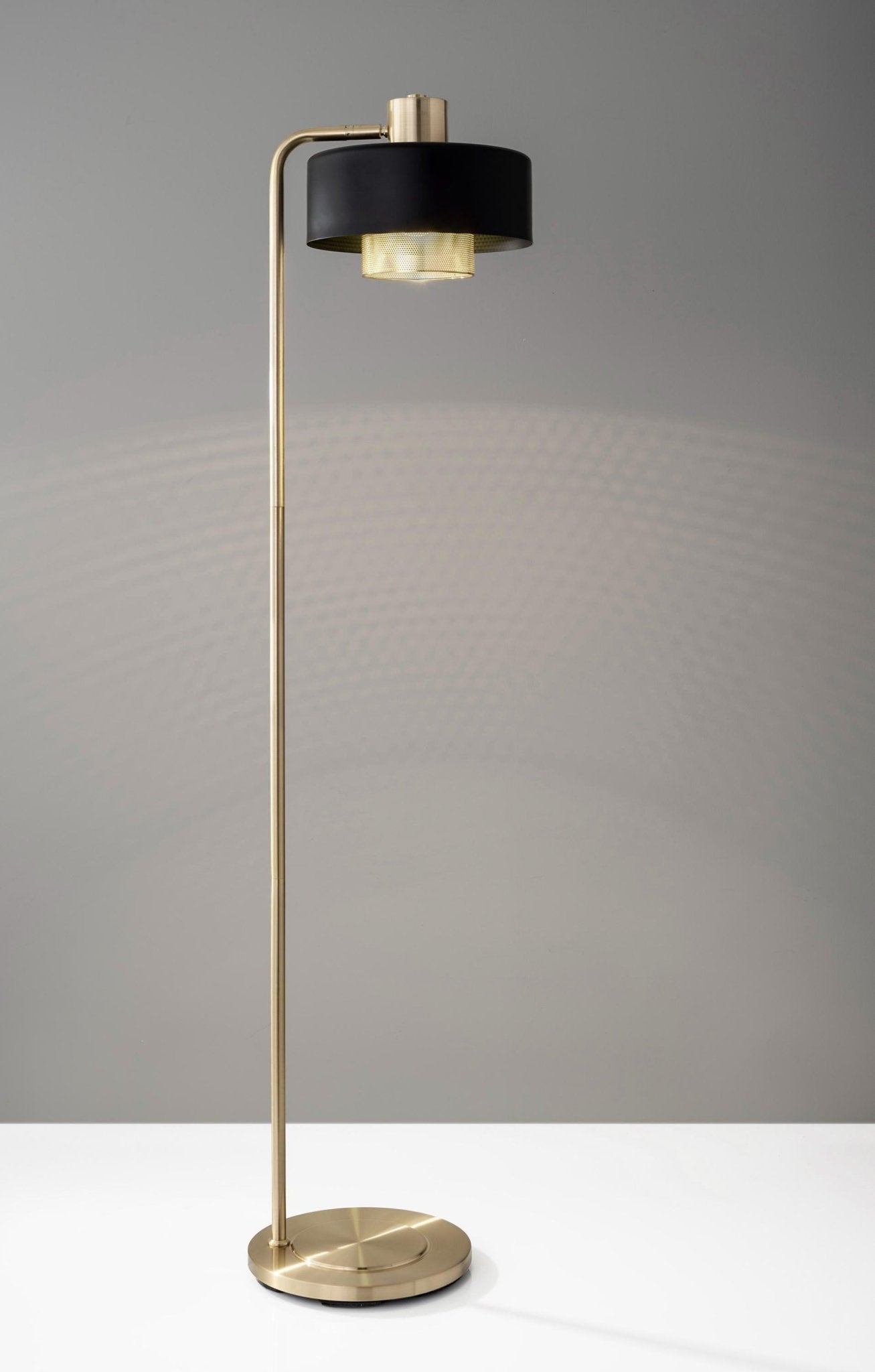 Bradbury Industrial Metal Table Lamp with Perforated Copper Inner Shade and Adjustable Black Finish
