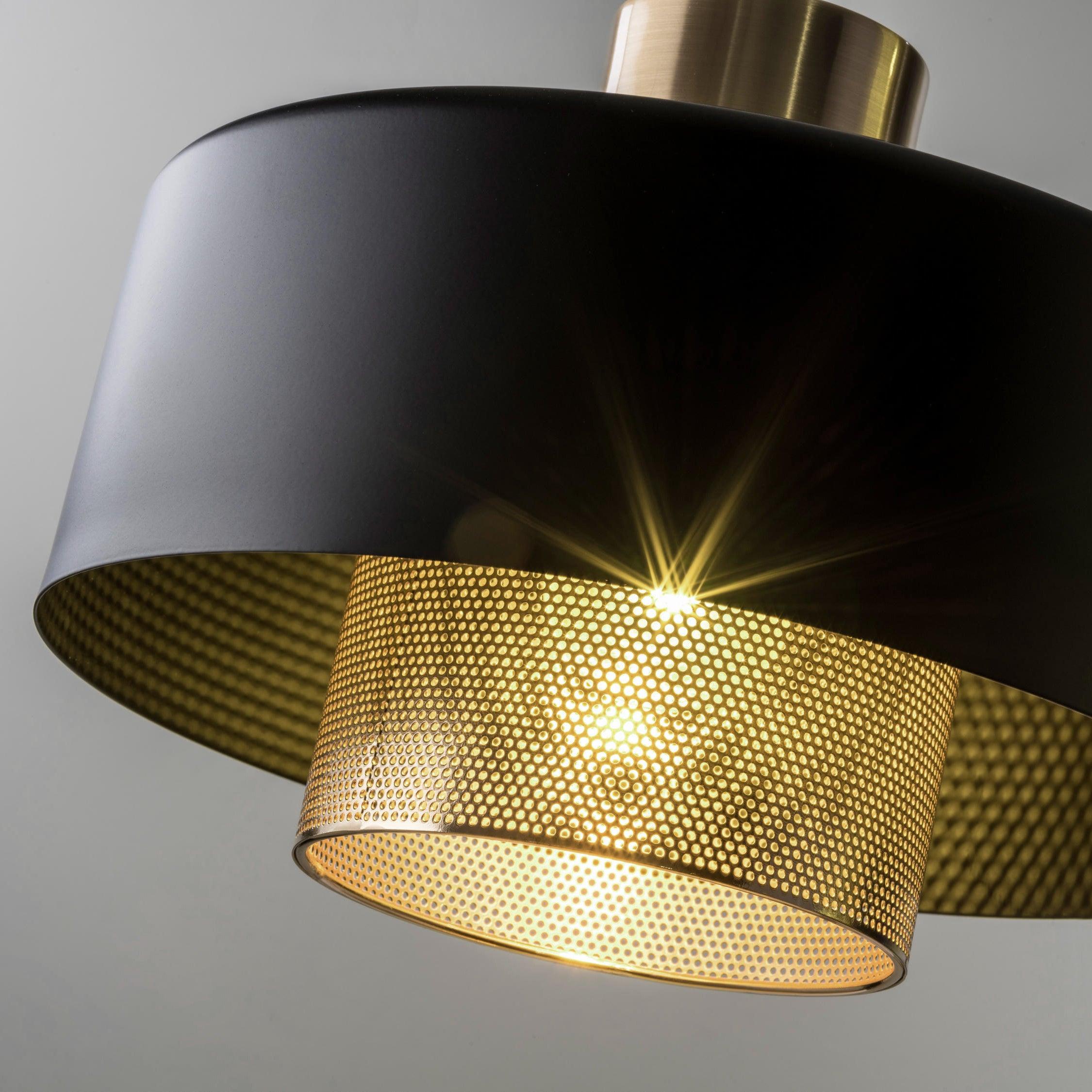 Bradbury Industrial Metal Table Lamp with Perforated Copper Inner Shade and Adjustable Black Finish