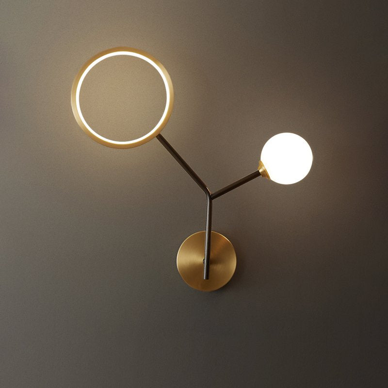 artistic-brass-branch-glass-wall-lamp-with-opal-globes-in-gold-and-black-finish