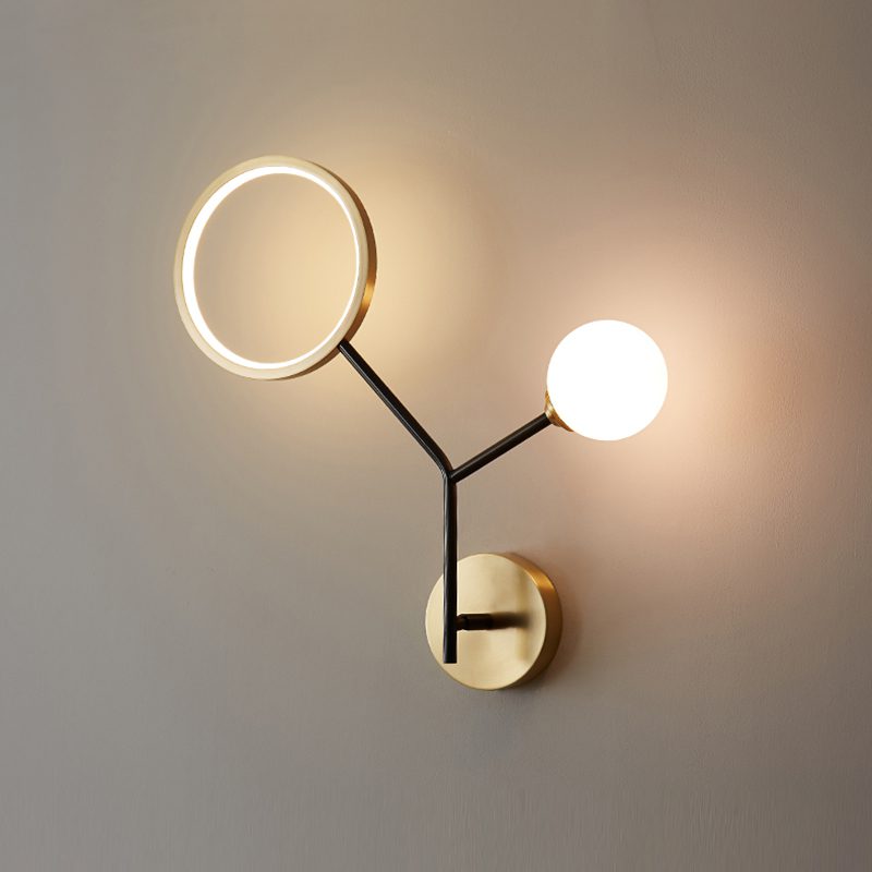 artistic-brass-branch-glass-wall-lamp-with-opal-globes-in-gold-and-black-finish