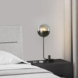 Modern Industrial Brass Globular Table Lamp with Clear Glass Shade for Bedside Lighting