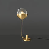Modern Industrial Brass Globular Table Lamp with Clear Glass Shade for Bedside Lighting