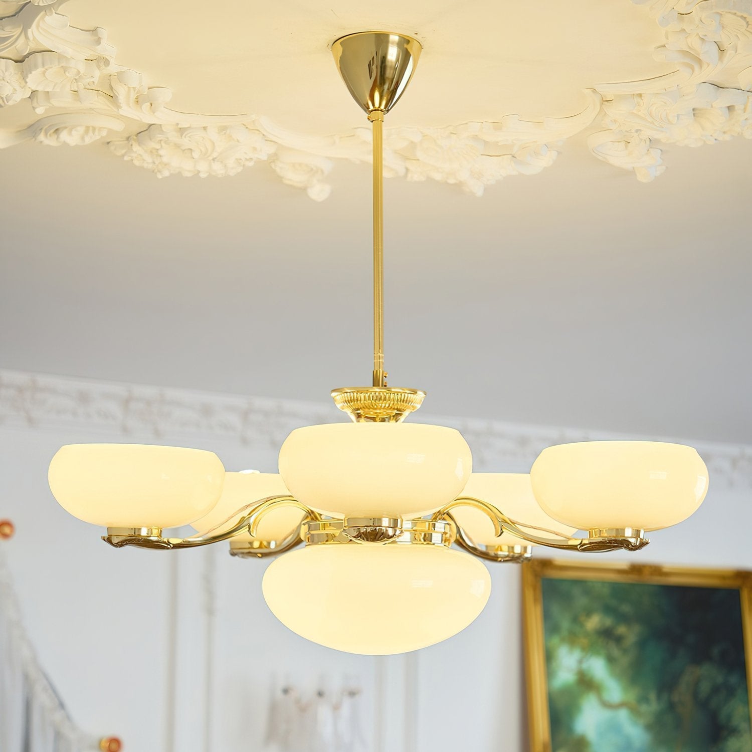 elegant-brass-and-cream-glass-orb-chandelier-mid-century-modern-pendant-light