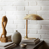 Sculptural Mid Century Modern Brass Shell Table Lamp for Bedside and Desk Lighting