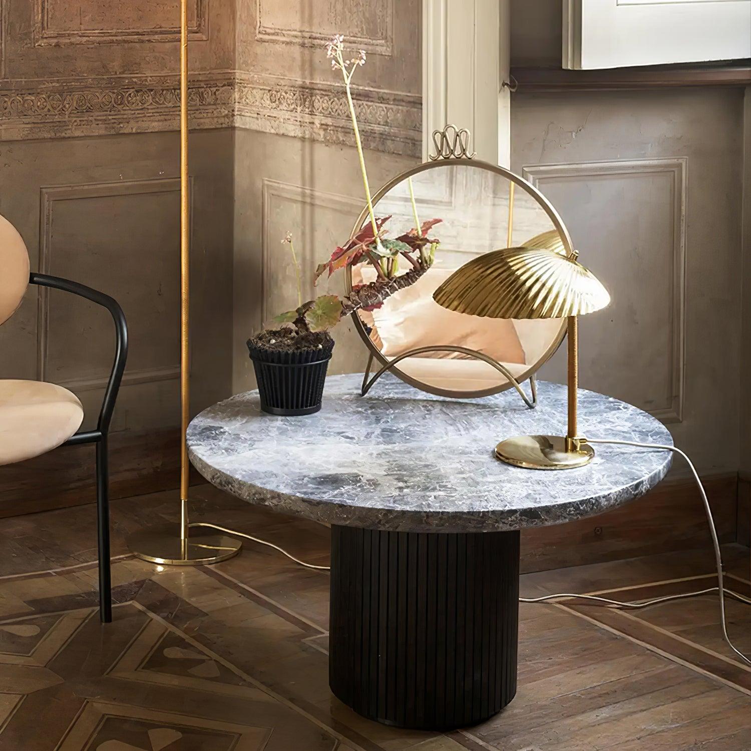 Sculptural Mid Century Modern Brass Shell Table Lamp for Bedside and Desk Lighting