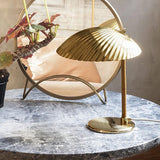 Sculptural Mid Century Modern Brass Shell Table Lamp for Bedside and Desk Lighting