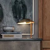 Sculptural Mid Century Modern Brass Shell Table Lamp for Bedside and Desk Lighting