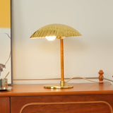 Sculptural Mid Century Modern Brass Shell Table Lamp for Bedside and Desk Lighting
