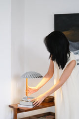 Sculptural Mid Century Modern Brass Shell Table Lamp for Bedside and Desk Lighting