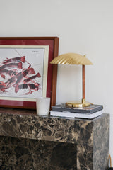 Sculptural Mid Century Modern Brass Shell Table Lamp for Bedside and Desk Lighting
