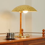 Sculptural Mid Century Modern Brass Shell Table Lamp for Bedside and Desk Lighting