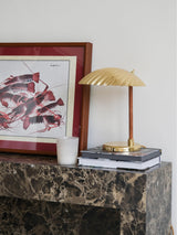 Sculptural Mid Century Modern Brass Shell Table Lamp for Bedside and Desk Lighting