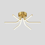 Modern Brass Starburst LED Ceiling Lamp Contemporary Flush Mount Light Fixture
