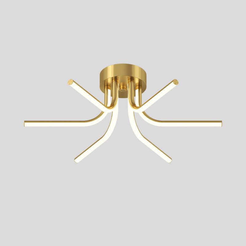 Modern Brass Starburst LED Ceiling Lamp Contemporary Flush Mount Light Fixture