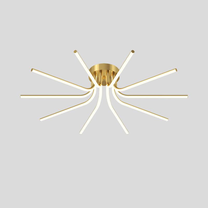 Modern Brass Starburst LED Ceiling Lamp Contemporary Flush Mount Light Fixture