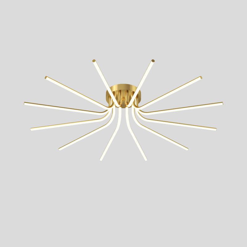 Modern Brass Starburst LED Ceiling Lamp Contemporary Flush Mount Light Fixture