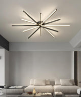 Modern Brass Starburst LED Ceiling Lamp Contemporary Flush Mount Light Fixture