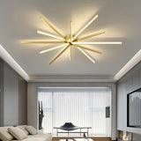 Modern Brass Starburst LED Ceiling Lamp Contemporary Flush Mount Light Fixture