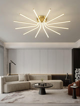 Modern Brass Starburst LED Ceiling Lamp Contemporary Flush Mount Light Fixture
