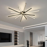 Modern Brass Starburst LED Ceiling Lamp Contemporary Flush Mount Light Fixture