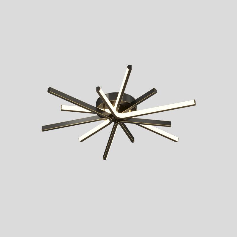 Modern Brass Starburst LED Ceiling Lamp Contemporary Flush Mount Light Fixture