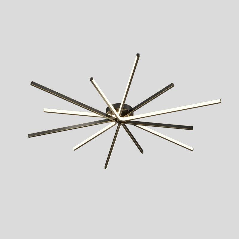 Modern Brass Starburst LED Ceiling Lamp Contemporary Flush Mount Light Fixture