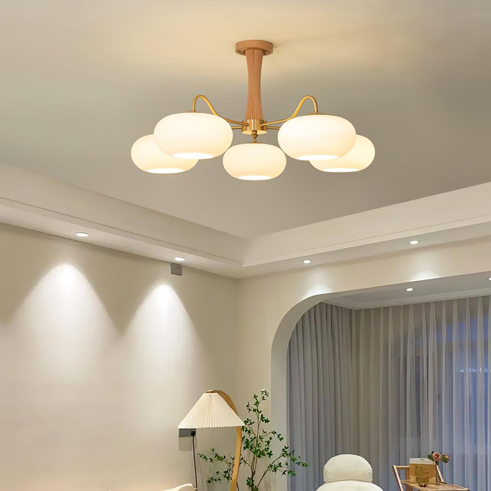 mid-century-modern-brass-and-wooden-persimmon-chandelier-glass-pendant-light