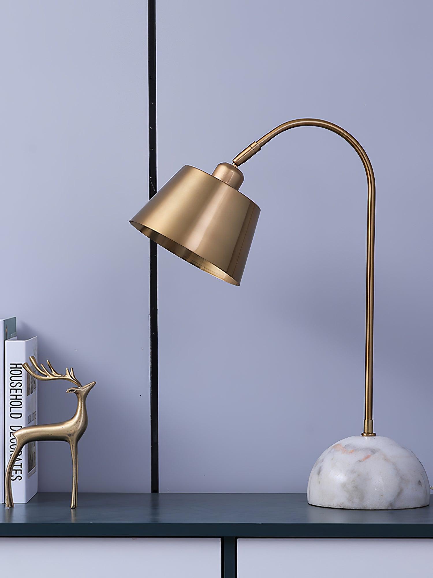 Brax Gold Metal and Marble Desk Lamp with Adjustable Frame for Modern Workspace and Bedside