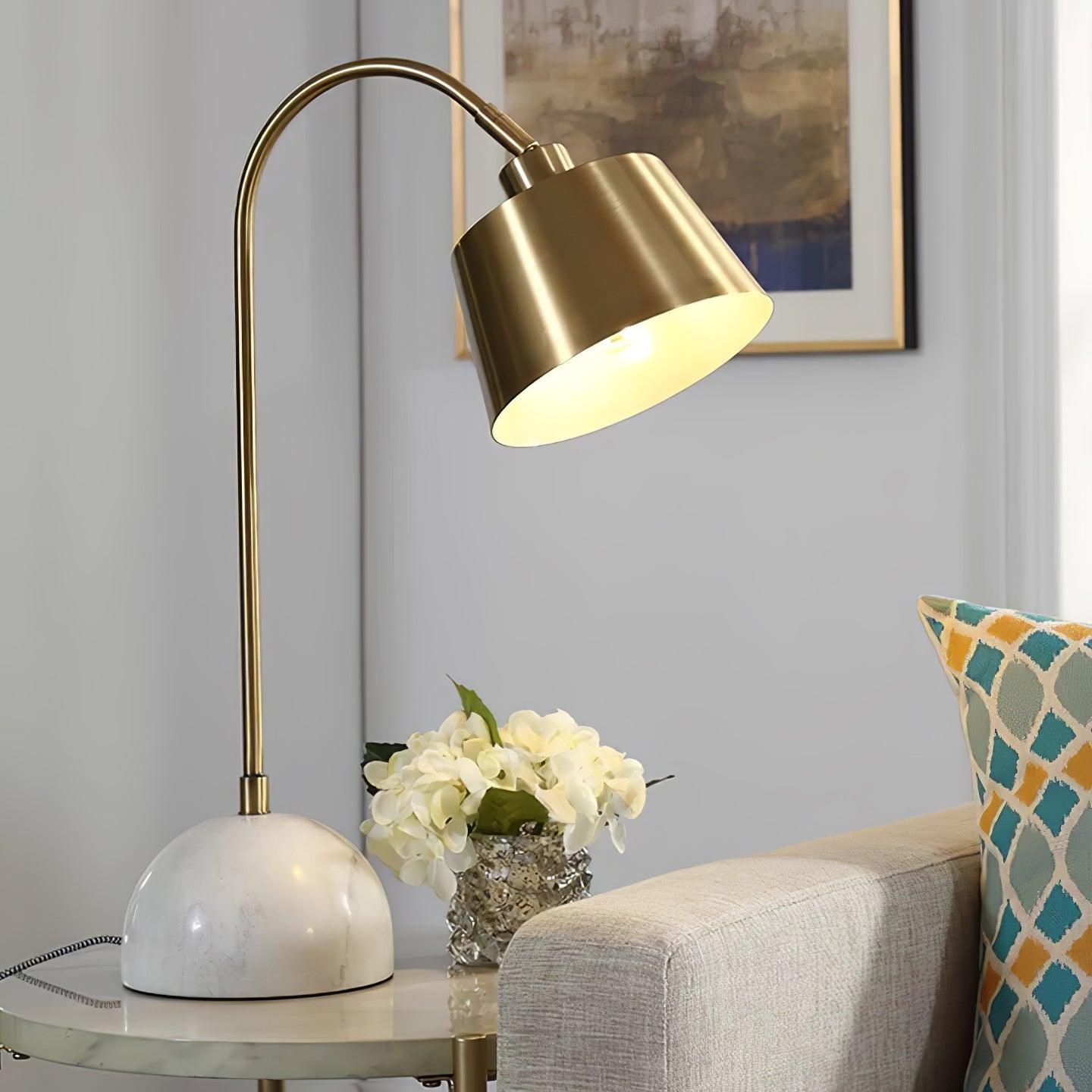 Brax Gold Metal and Marble Desk Lamp with Adjustable Frame for Modern Workspace and Bedside